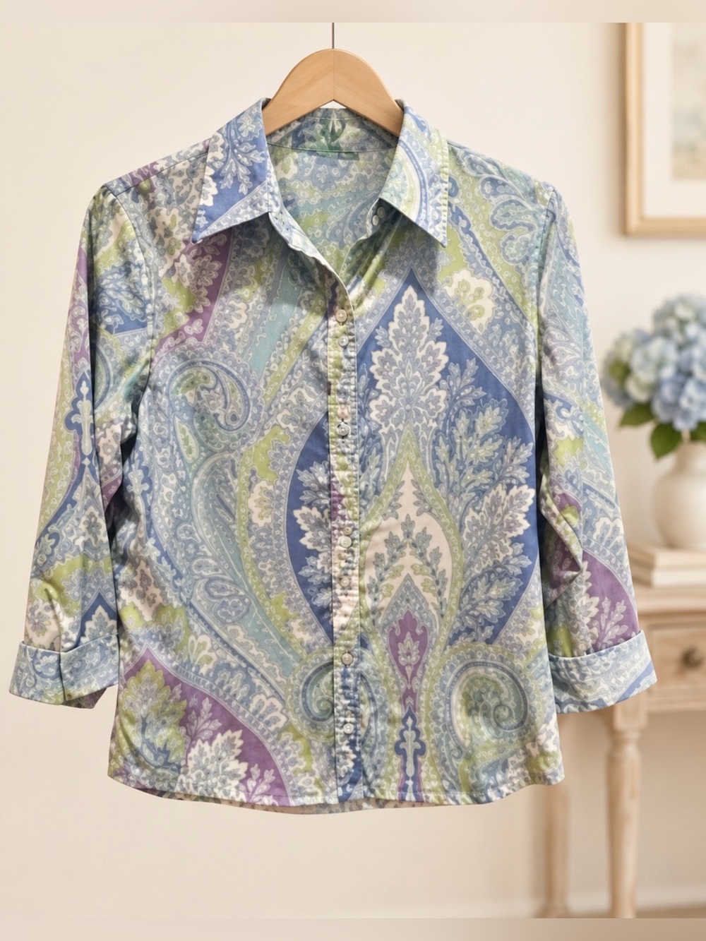 Lauren Ralph Lauren Paisley Button Down PM Petite Medium